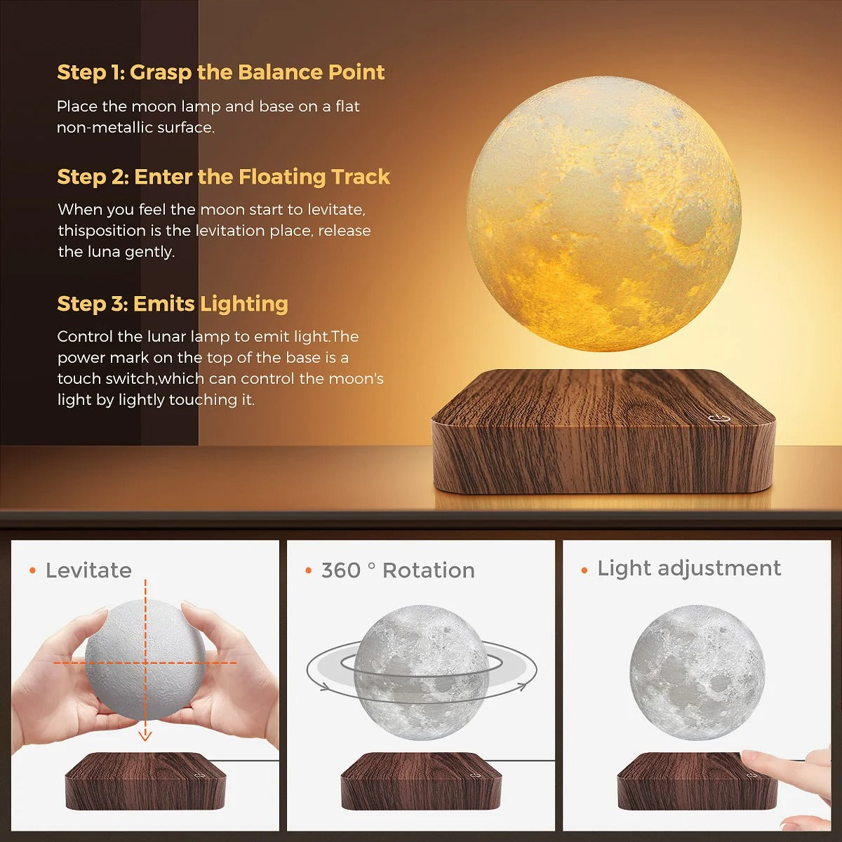 Lighthouse Sky Levitating Moon Lamp — Floating Ambient Night Light — photo 4